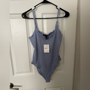 NWT Light Blue F21 Bodysuit W/ Adjustable Straps and Snap Closures